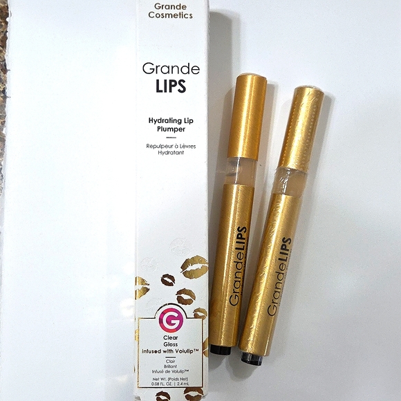 2 GrandeLIPS HYDRATING LIP PLUMPER CLEAR GLOSS NEW SEALED - Picture 1 of 6
